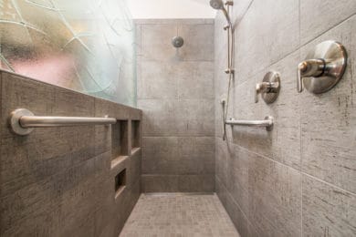 Walk In Shower with Mixed Textures