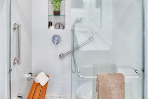 walk in shower with bench